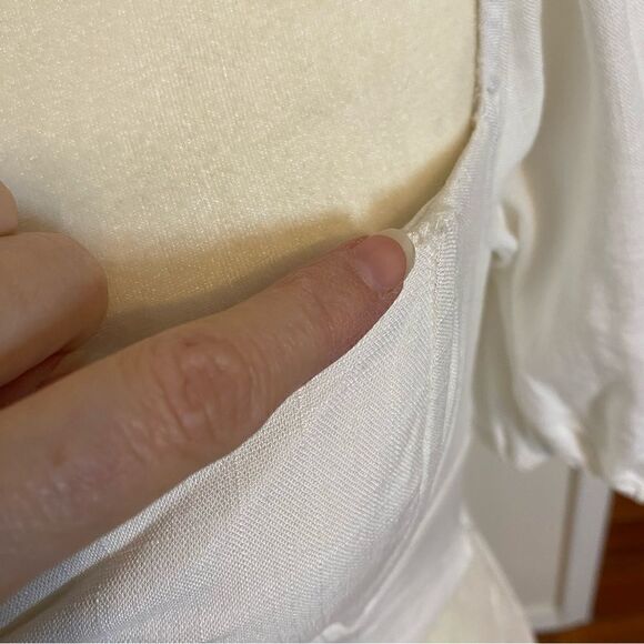 Cotton Candy LA White Milkmaid Bustier Tie Front Top w/ Puff Sleeves Size Small - Picture 10 of 10